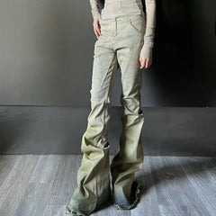 Men's Vintage Pants Men's Women's Cat Whiskers Washed Trousers Wide-Foot Jeans MIJKO