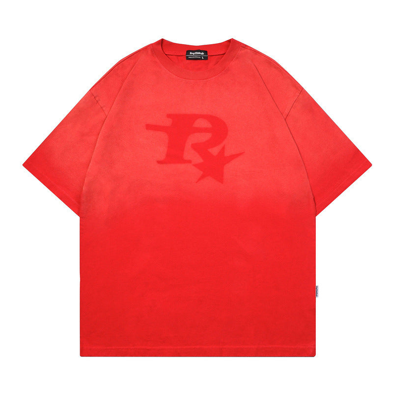Men T Shirt Retro Couple Casual All-Match Short-Sleeved T-shirt Men and Women