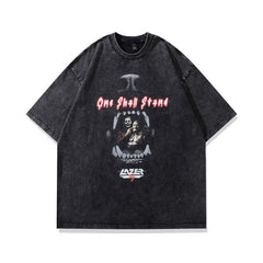 Men T Shirt Hip Hop Retro Printed Distressed Couple Short Sleeve T-shirt Men and Women