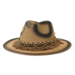 Chapeaux de cowboy en paille Voyage Protection solaire Chapeau de soleil Chapeau de paille homme femme