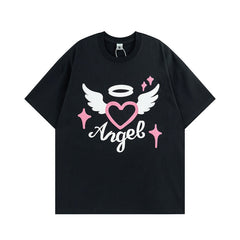 Men T Shirt Sweet Cool Love Puff Print Couple Short Sleeve T-shirt Men and Women