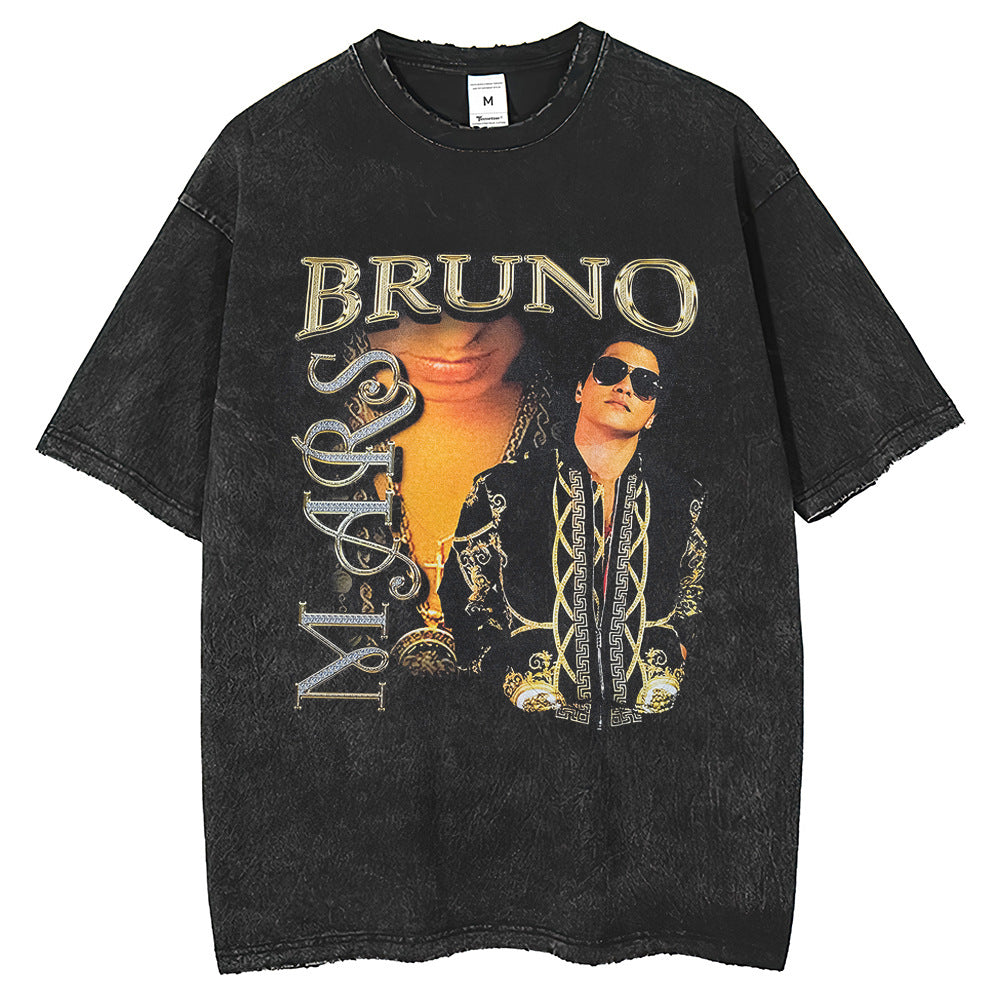 Mens T Shirts Printed Old T-Shirts Street Washing T-Shirts