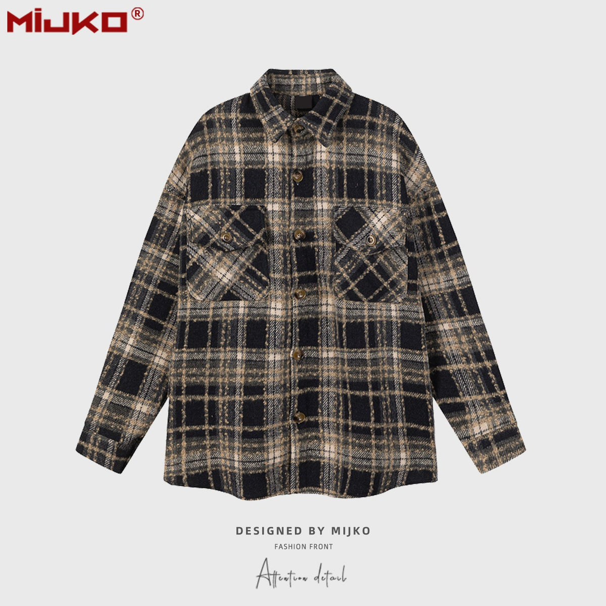 Mens Jacket Plaid Lapel Plaid Jacket MIJKO