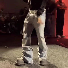 Men Vintage Pants High Street Trousers Washed Old Blue Jeans MIJKO