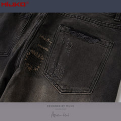 Mens Vintage Pants Vintage Patch Unisex Jeans MIJKO
