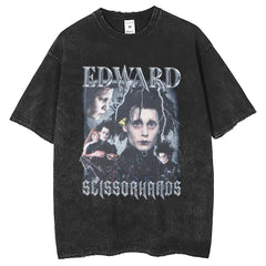 Mens T Shirts Washing Water Old Printed Short Sleeve T-Shirts Loose