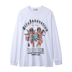 Men Long Sleeve T Shirt Spoof Fun Little Angel Print Casual