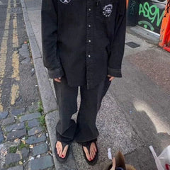 Mens Vintage Pants Mens Women's Trousers Demna Flared Washed Flared Jeans MIJKO