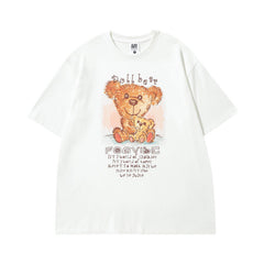 Men T Shirt Bear Printed Cotton Short-Sleeved T-shirt Baby Boy and Girl Summer Loose