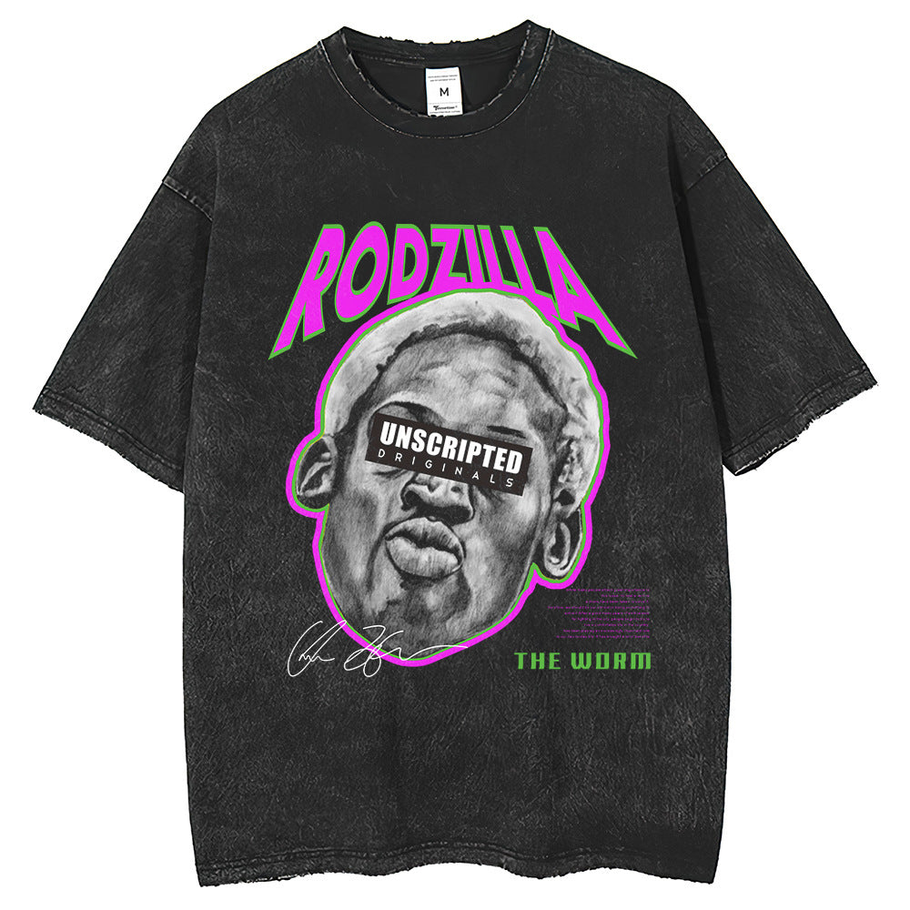 Men T Shirts Vintage Wash Letter Short Sleeves