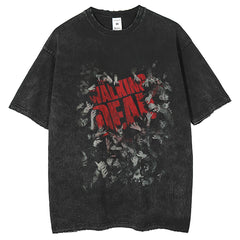 Men T Shirts Walking Dead Printed T-Shirts Washed and Old