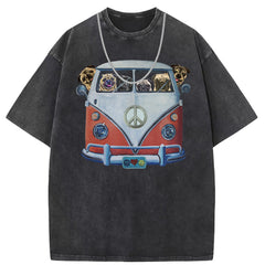 Men T Shirts Washed old printed short sleeves loose