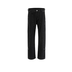 Men Vintage Pants Women's Men's Slim-Fit Button-Up Pants High Street Jeans MIJKO