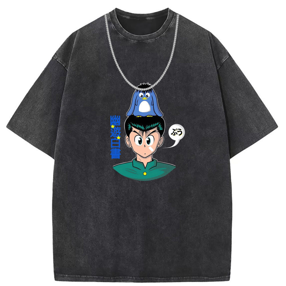 Men's T Shirts Cotton Crew Neck Short Sleeve T-Shirt Women's Washed and Old