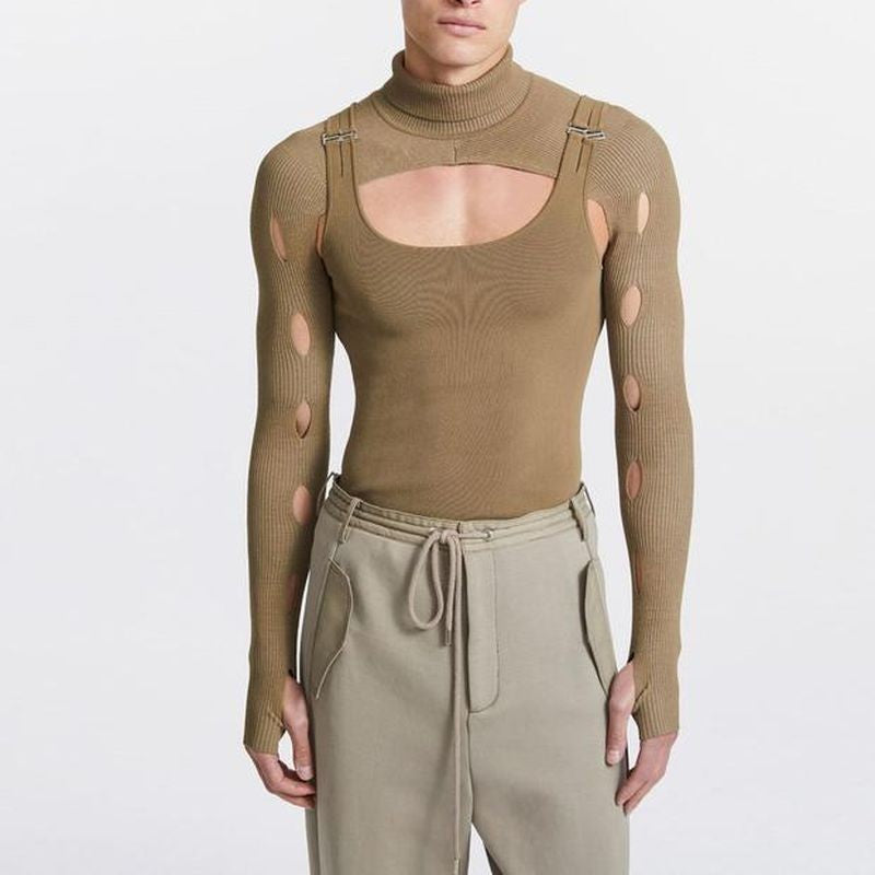 Rave Outfits Mens Vest Knitted Uniform Bottoming