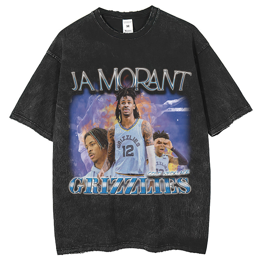 Men T Shirts Loose Tide Brand Wash Hip Hop Wash American Retro