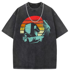 Men T Shirts Cotton Printed Short Sleeve T-Shirt Washed Old Punk