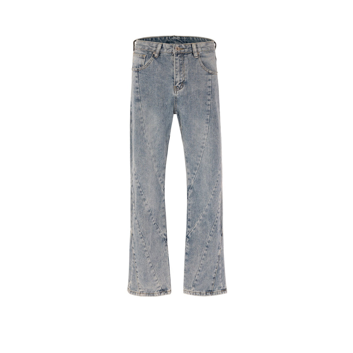 Men Vintage Pants washed old trousers spliced micro-pull jeans MIJKO