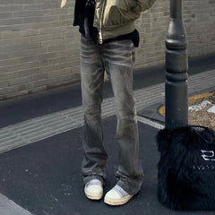 Mens Vintage Pants Mens Women's Flared High Street Slim-Fit Jeans MIJKO