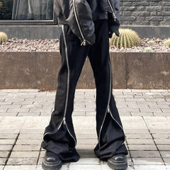 Mens Vintage Pants Mens Women's Autumn/Winter Urban RICK Zipper Pants Jeans MIJKO