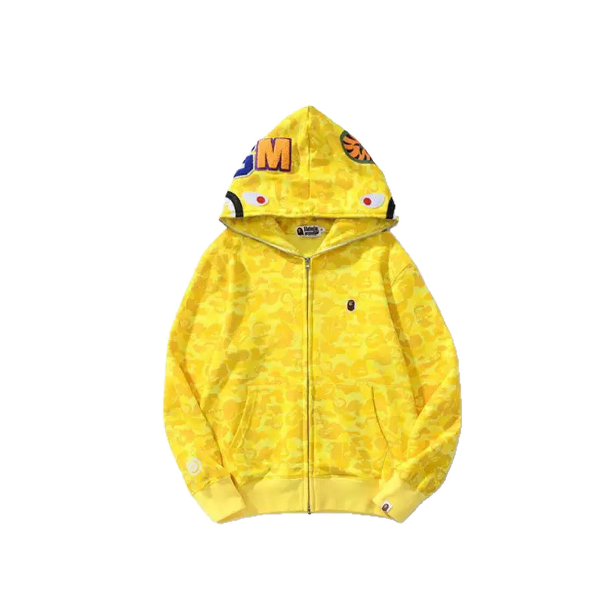2026 new monkey small embroidery tide brand Bape shark head camouflage candy color hooded zipper sweater casual hoodie