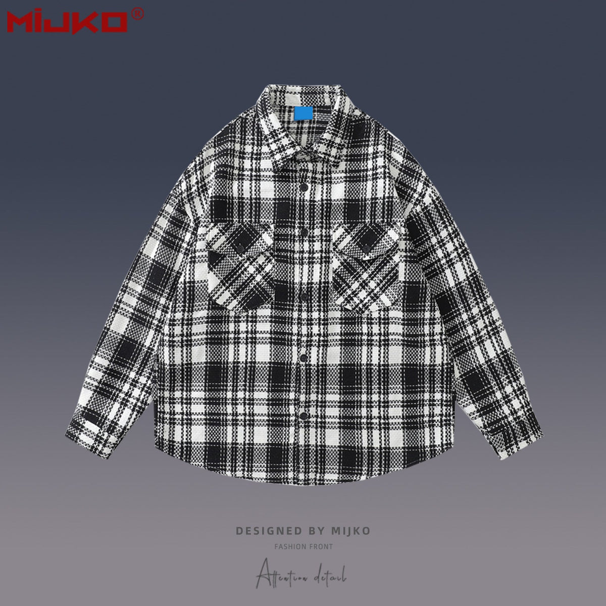 Mens Jacket Double Pocket Plaid Jacket MIJKO