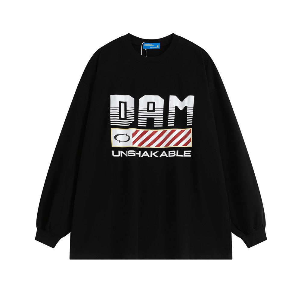 Men Long Sleeve T Shirt Letter Printed Long Loose Casual Base