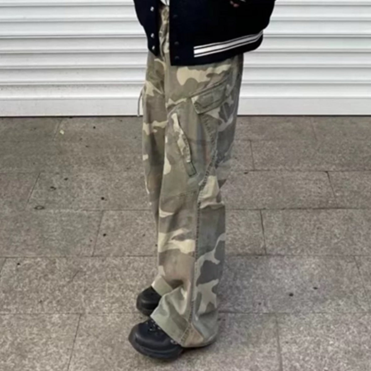 Men's Vintage Pants camouflage old-fashioned overalls men's and women's zipper pants MIJKO