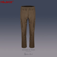 Mens Vintage Pants zip-down Optional Wide-footed Slacks MIJKO