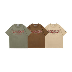 T-shirt homme imprimé camouflage effet vieilli manches courtes marque tendance couple
