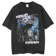 Mens T Shirts Kakashi Printed Vintage T-Shirt Casual