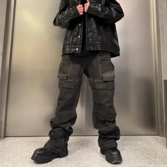 Mens Vintage Pants Stegosaurus Cargo Dirty Workwear Jeans MIJKO