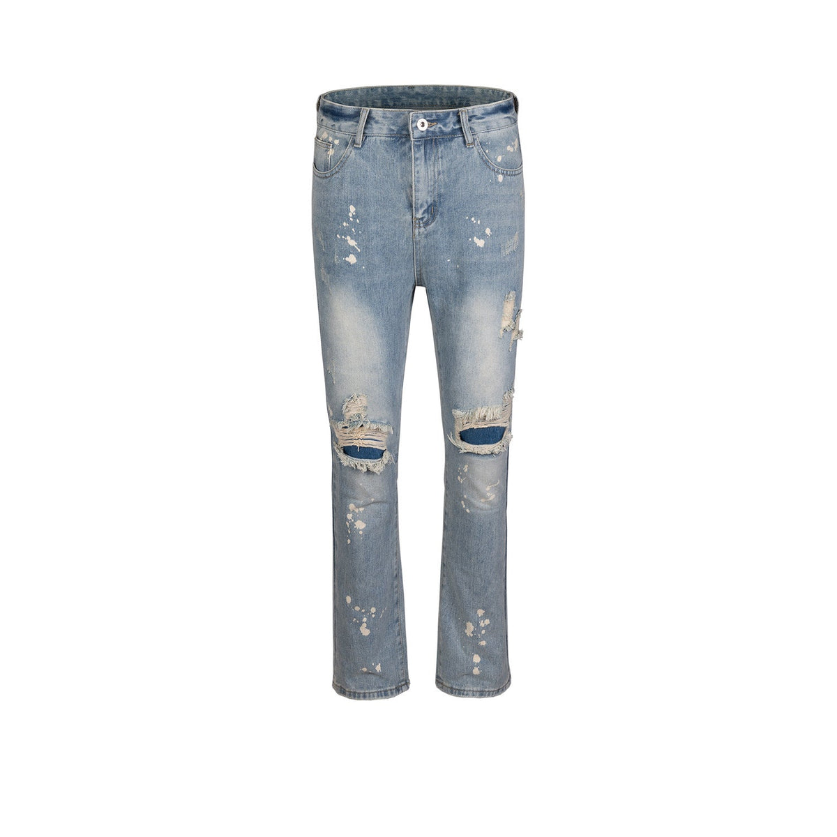 Men Vintage Pants Straight Ripped Pants Washed Jeans MIJKO