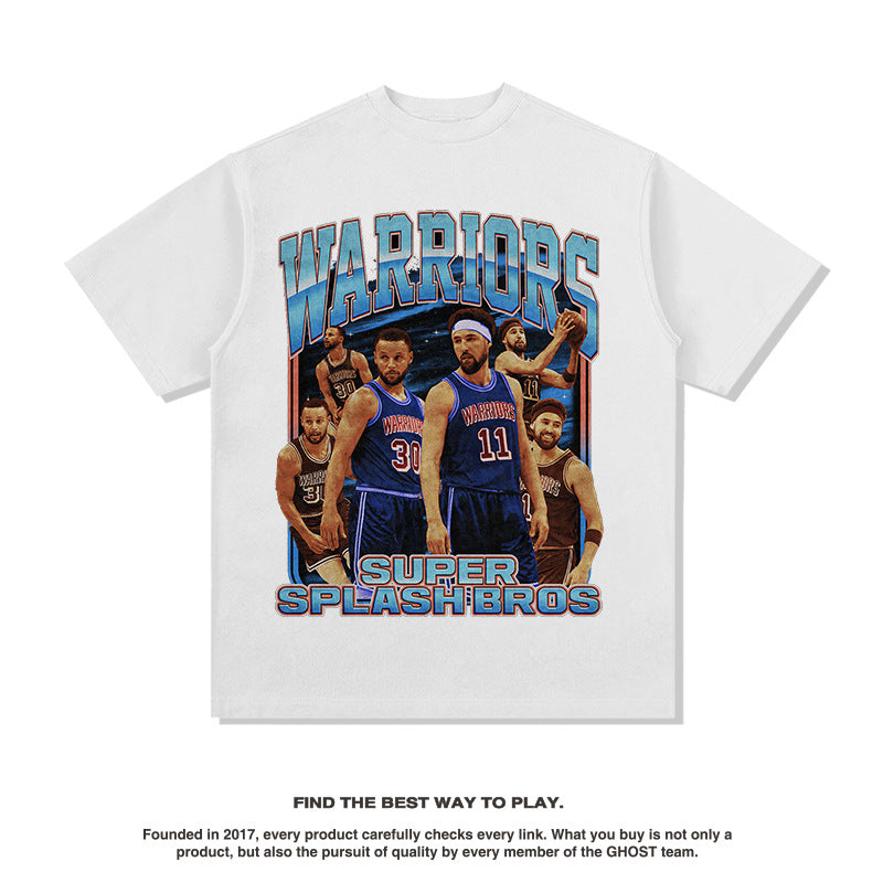 Nba T Shirt Summer Short-Sleeved T-shirt Heavy Cotton Washed Top