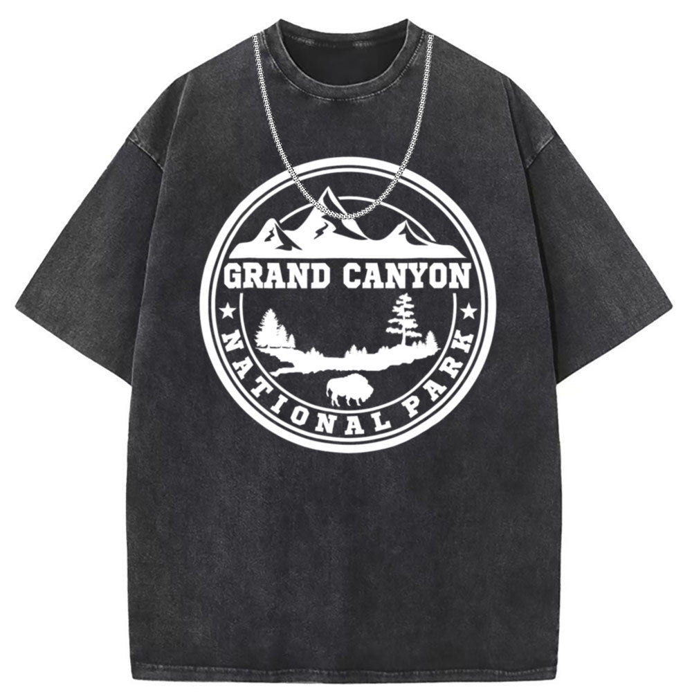 Men T Shirts Washed Old Printed Short Sleeve T-Shirts Loose Casual