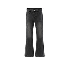 Mens Vintage Pants BootCut Old Wash Water Old Black Grey Jeans MIJKO