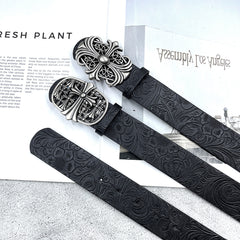 New trendy locomotive men's and women's belts retro denim punk style cross rivet belt jeans with trendy