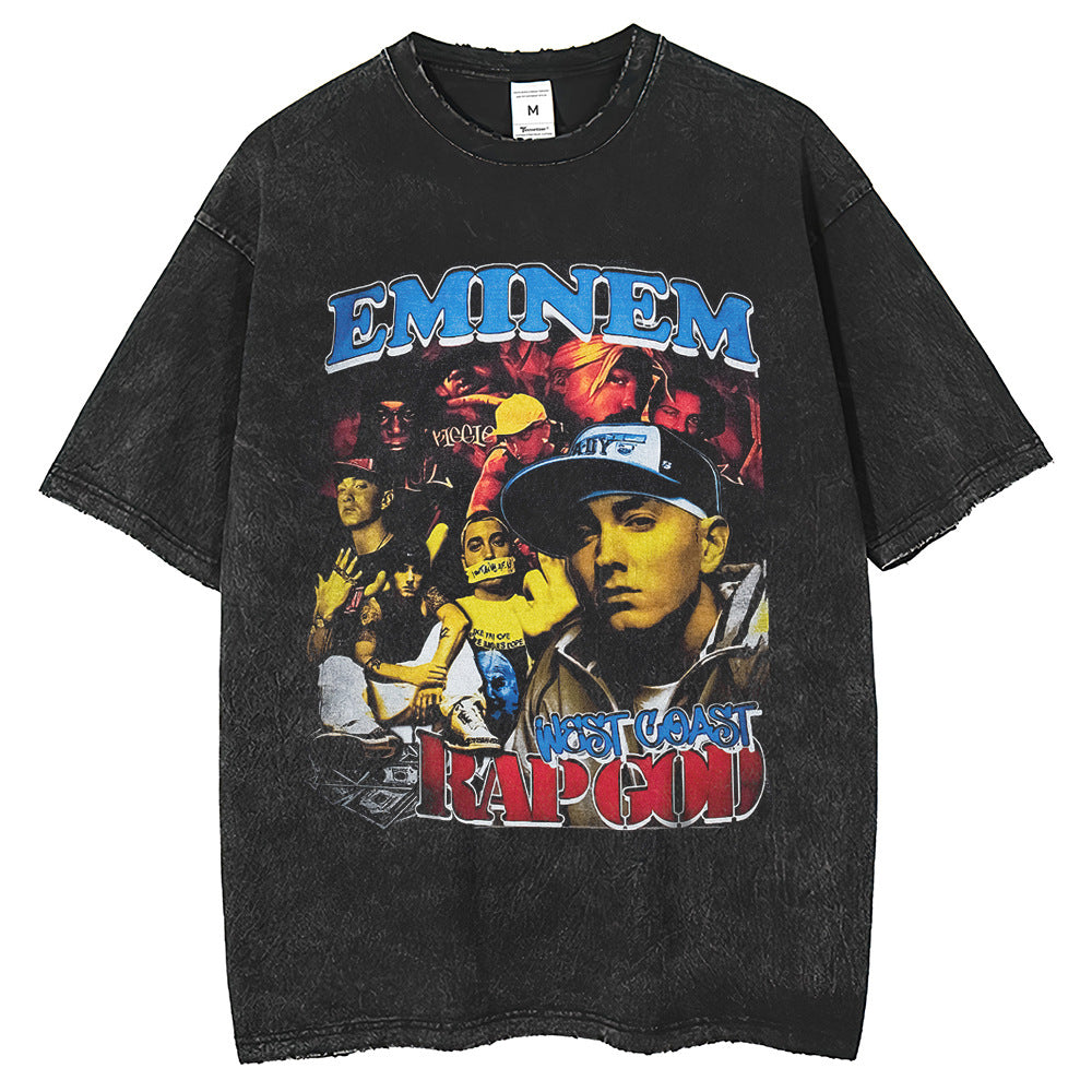 Men's T Shirts Washing water to make old men's short-sleeved T-shirts