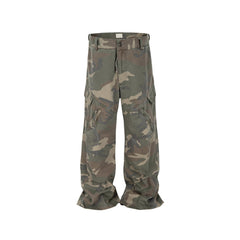 Men's Vintage Pants camouflage old-fashioned overalls men's and women's zipper pants MIJKO