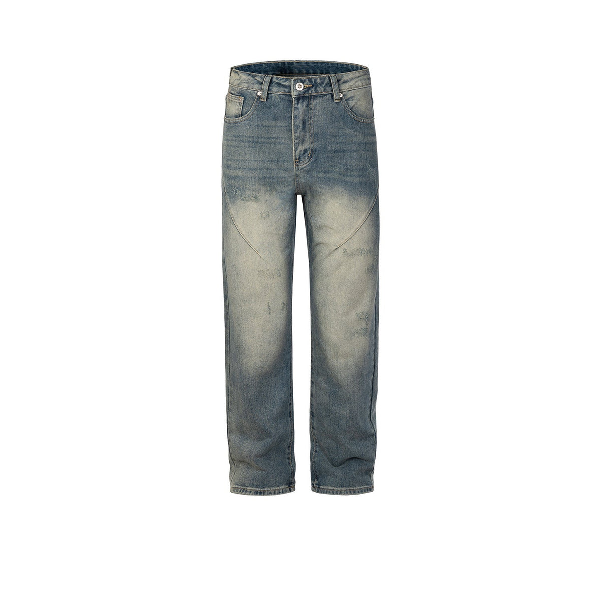 Mens Vintage Pants Splicing Bug Bite Damage Trousers Straight High Street Jeans MIJKO
