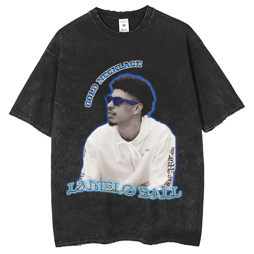 Mens T Shirts Printed T-Shirt Loose Street Short Sleeve Crew Neck