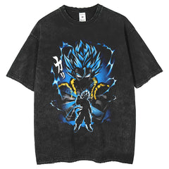 Mens T Shirts Loose Short Sleeve Dragon Ball Print Fried Snowflake T-Shirt