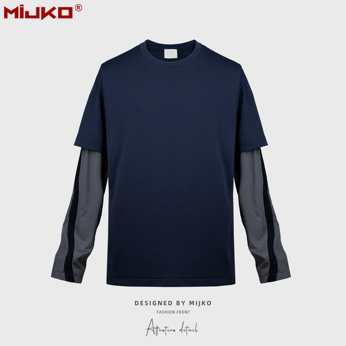 Men Jacket Fake Two Long-sleeved Color Matching T-shirt MIJKO