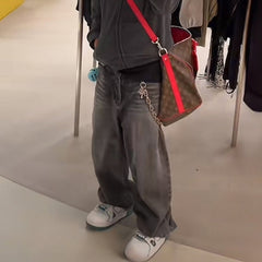 Men Vintage Pants washed trousers texture design men's and women's straight jeans MIJKO