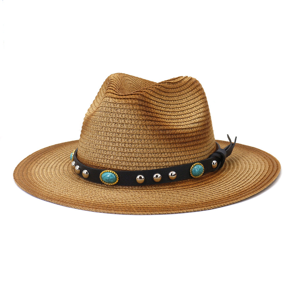 Chapeaux de cowboy en paille pour homme et femme, casquette de protection solaire de voyage en plein air pour le printemps et l'été
