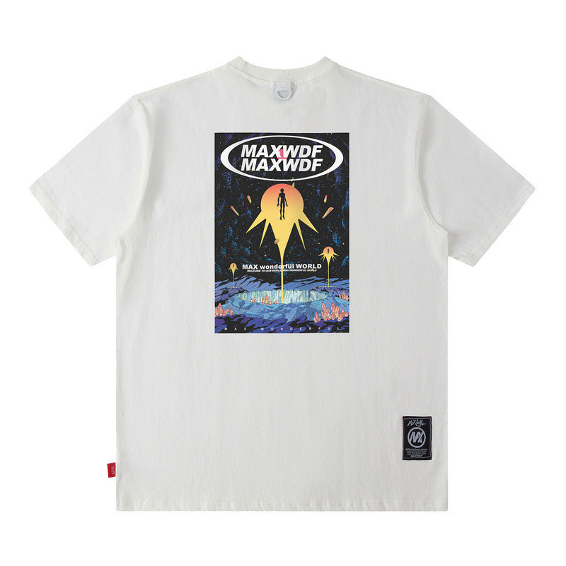 Men T Shirt Retro Short Sleeve T-shirt Men and Women Ins Style