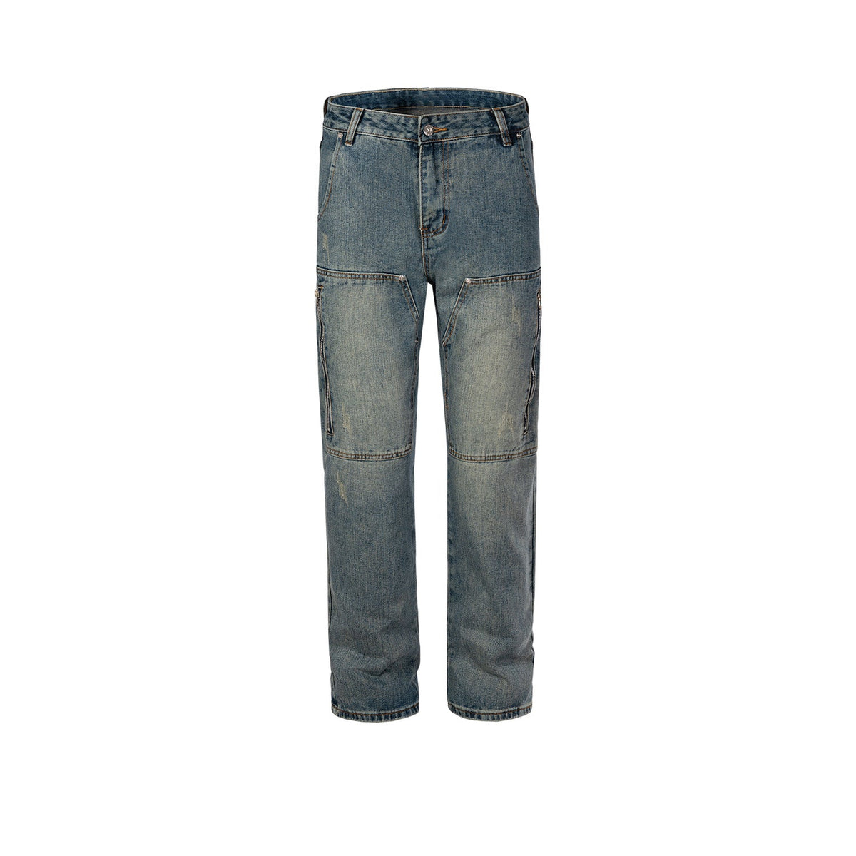 Men's Vintage Pants Men's Women's Splicing Pants Washed and Used Jeans MIJKO
