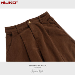 MIJKO men's women's American trousers jeans men's and women's same gender neutral profile scimitar deconstruction brown multi-yard tide