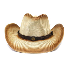 Chapeaux de cowboy en paille Hommes Femmes Peinture en aérosol Chapeau de cowboy en paille Chapeau de plage Chapeau de soleil d'extérieur