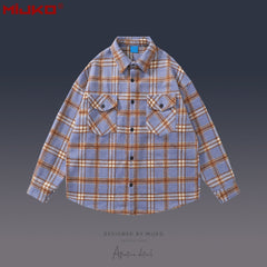 Mens Jacket Plaid Long Sleeve Wool Shirt MIJKO